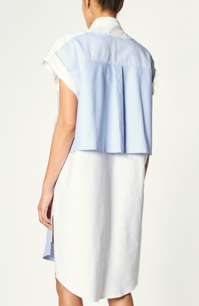 Hemblusenkleid "Double Layer Mini Shirt Dress" in Hellblau/Weiß