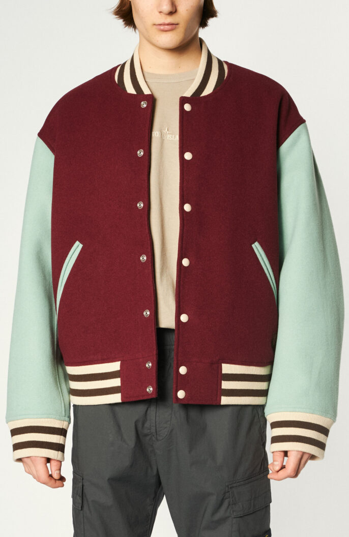 College-Blouson in Weinrot/Mint