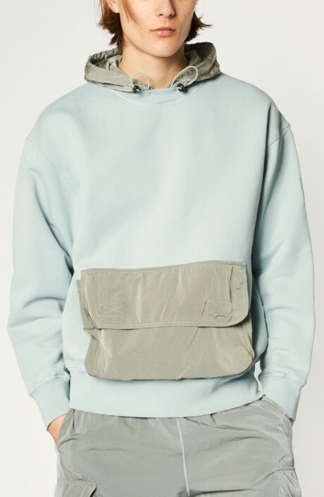 Sweatshirt "Nylon Hybrid Hooded" in Graublau/Grau