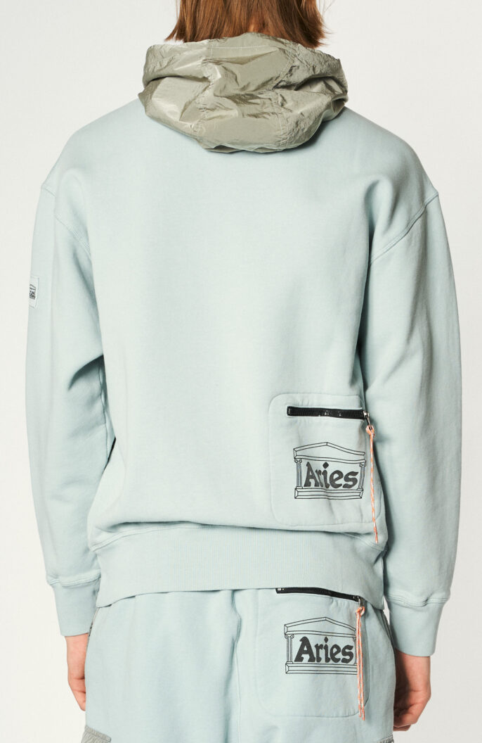 Sweatshirt "Nylon Hybrid Hooded" in Graublau/Grau