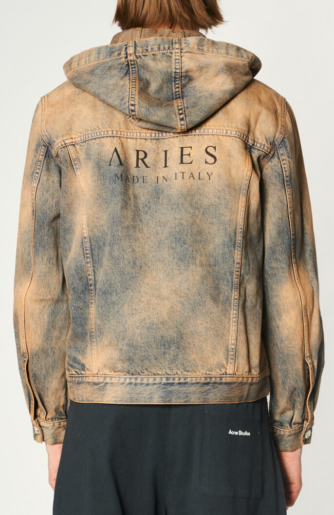 Jeans-Jacke "Acid Wash Hooded Denim Jacket" in Pfirsich