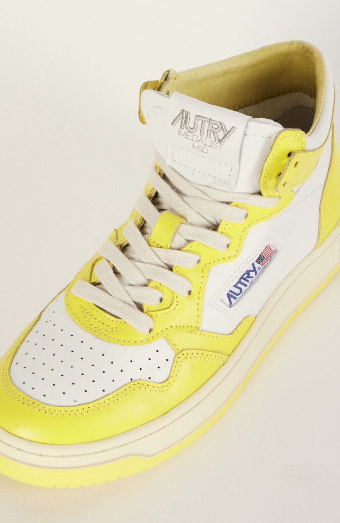 Mid-Top Sneaker „Medalist WB23 mid“ in weiß/gelb (Damen) aus Leder