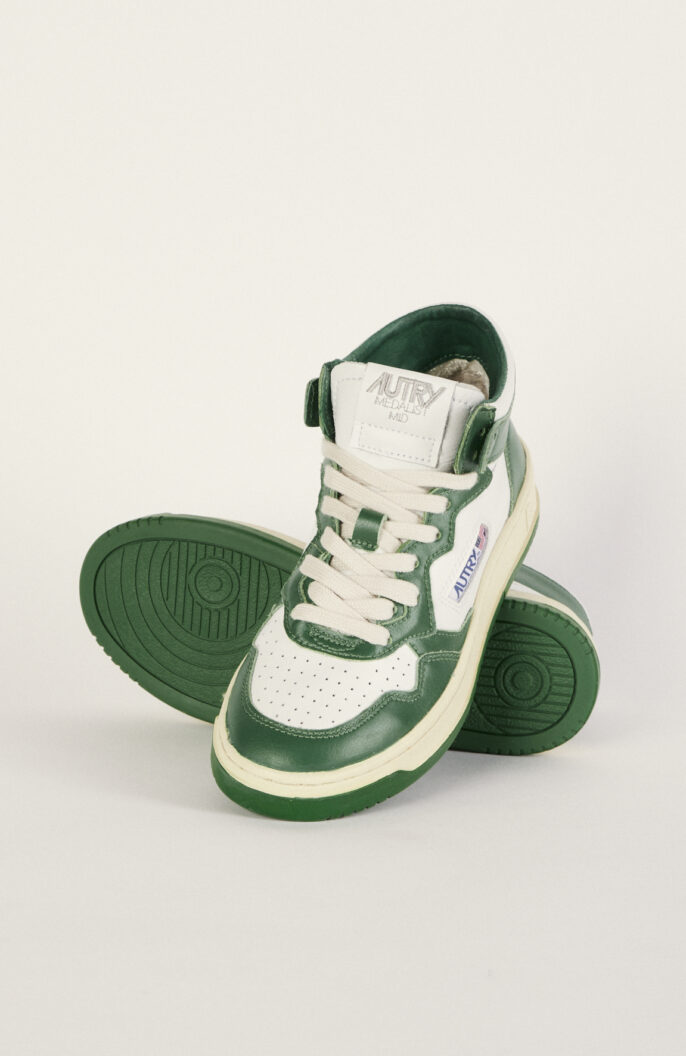Mid-Top Sneaker „Medalist WB23 mid“ in weiß/grün (Damen) aus Leder