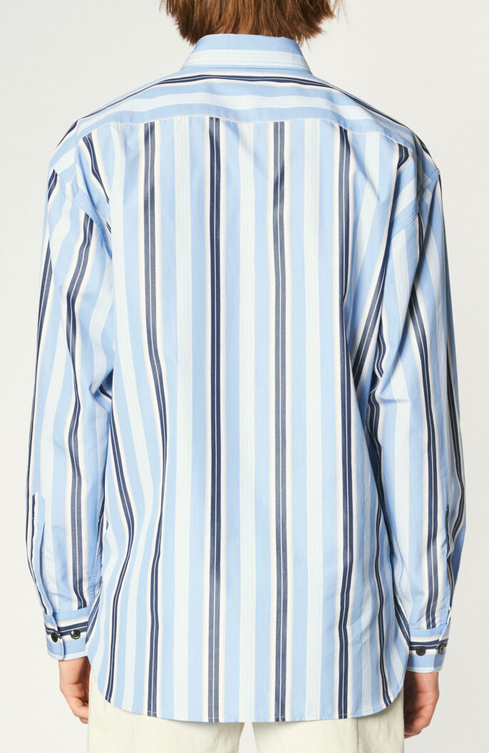 Getreiftes Hemd "Croom" in Blau/Weiß/Beige