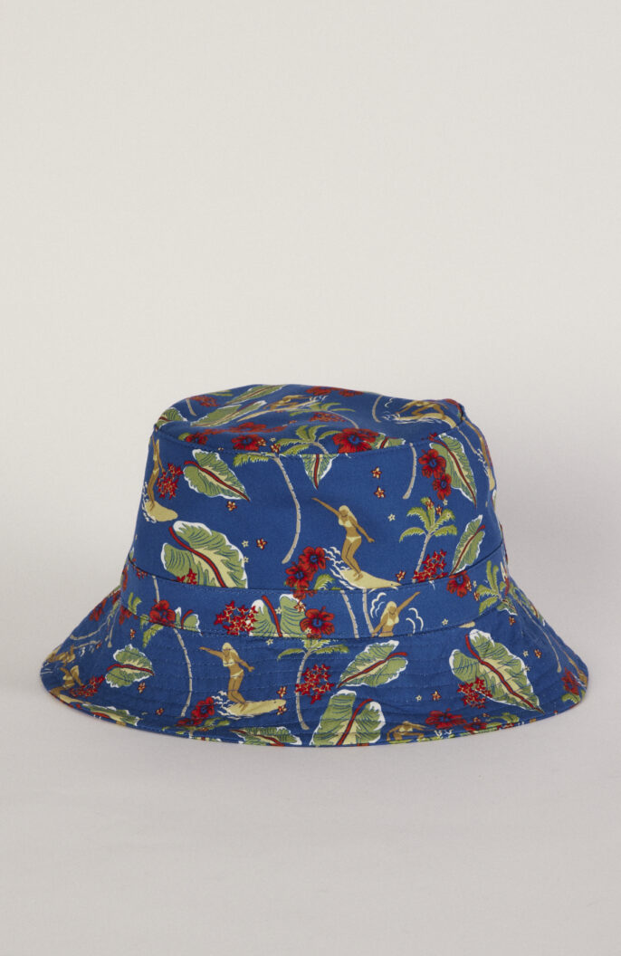 Bedruckter Bucket-Hat "Bob Mark" in Blau