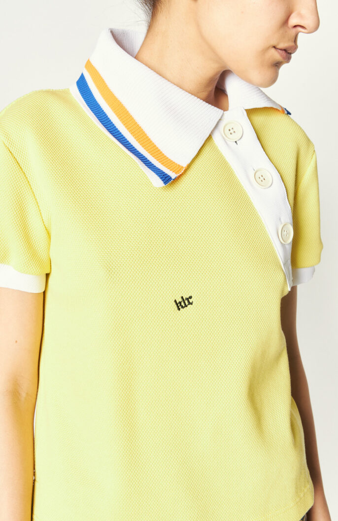 Asymmetrisches Polo-Shirt in Zitronengelb/Multicolor