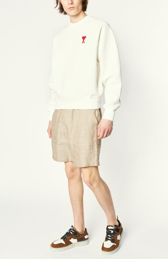 Shorts "Stripe Hemp Short" in Taupe/Creme