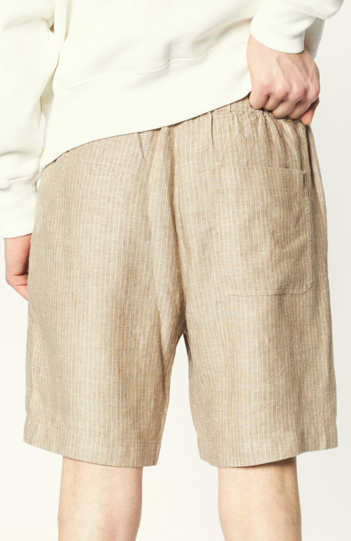 Shorts "Stripe Hemp Short" in Taupe/Creme