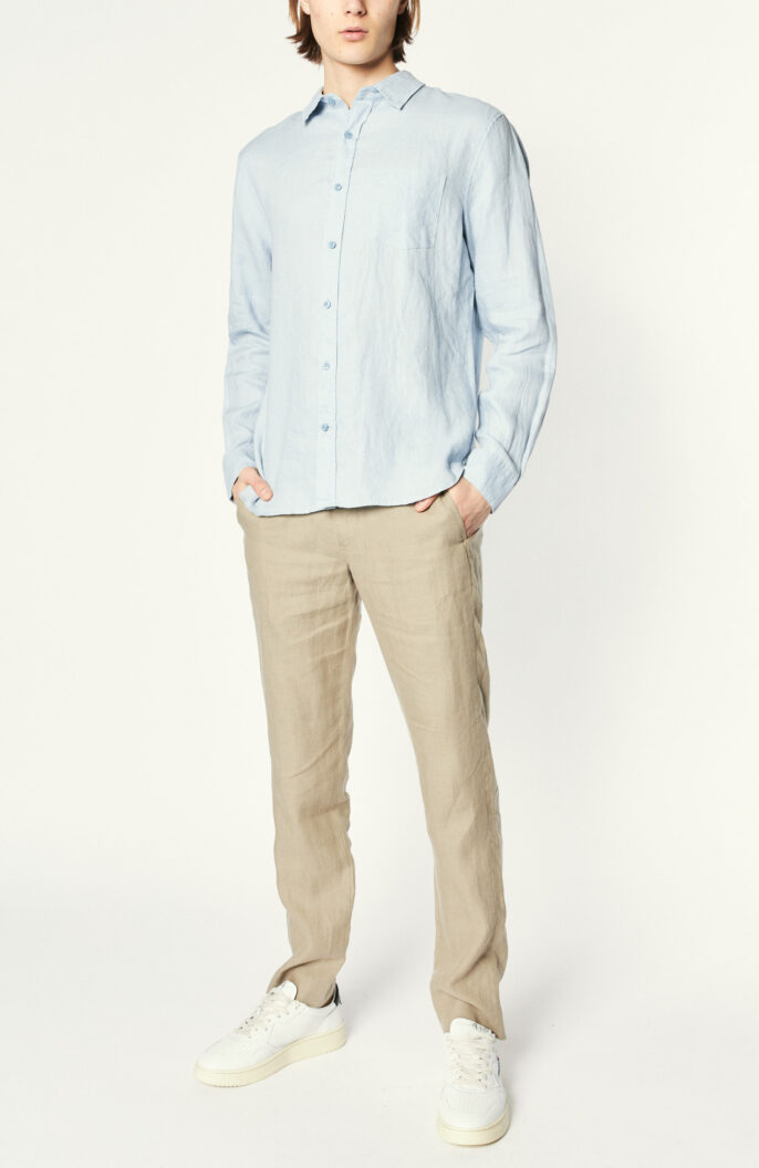 Hemd "Linen Long Sleeve Shirt" in Hellblau