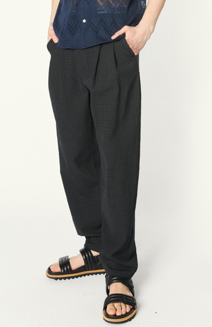 Karierte Hose "Pleated Wide Trousers" in Anthrazit