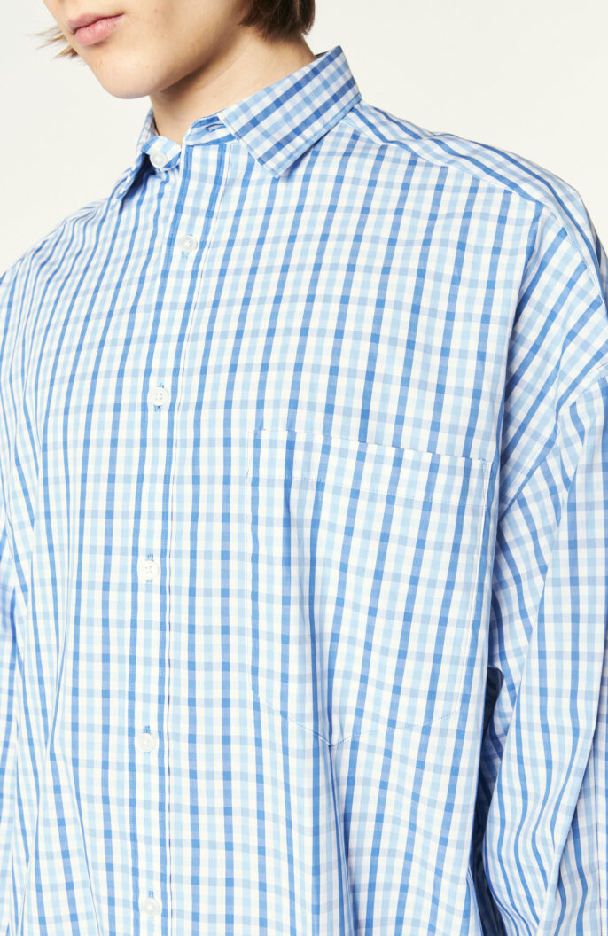 Kariertes Oversize-Hemd in Blau/Weiß