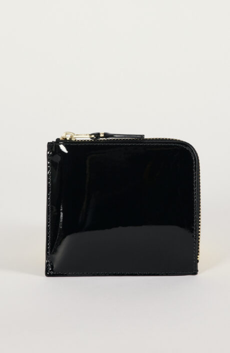 Schwarz-glänzendes Portemonnaie SA3100GP mit Karomuster