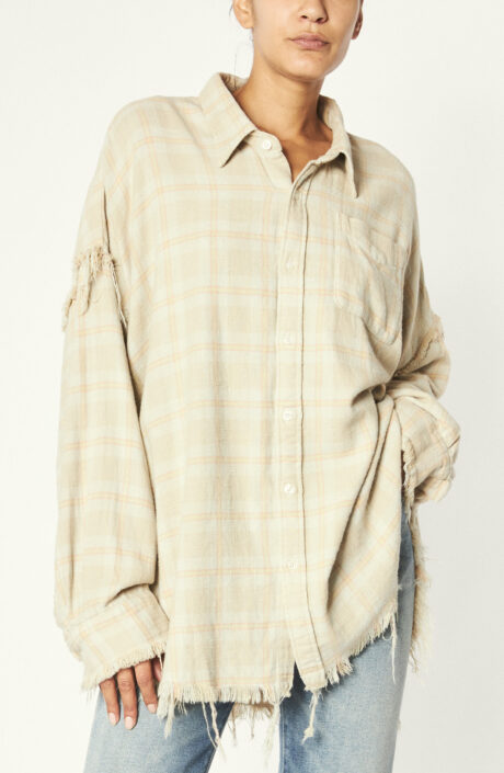 Kariertes Hemd "Shredded Seam Shirt" in Khaki
